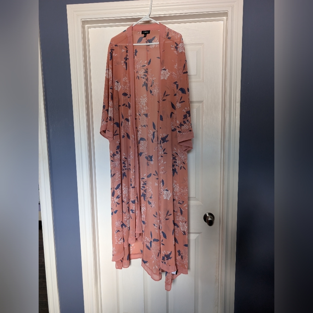 Torrid Coral and Blue Floral Kimono